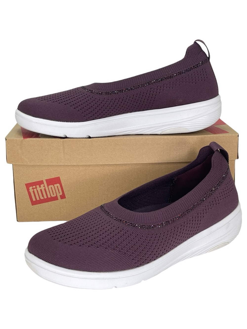 Fitflop Super-Q Wine Knit Polyester Womens Flats Size 9M